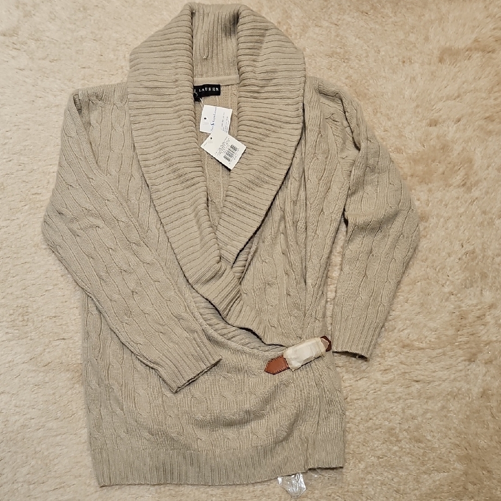 RALPH LAUREN TAUPE CASHMERE SWEATER  SIZE M